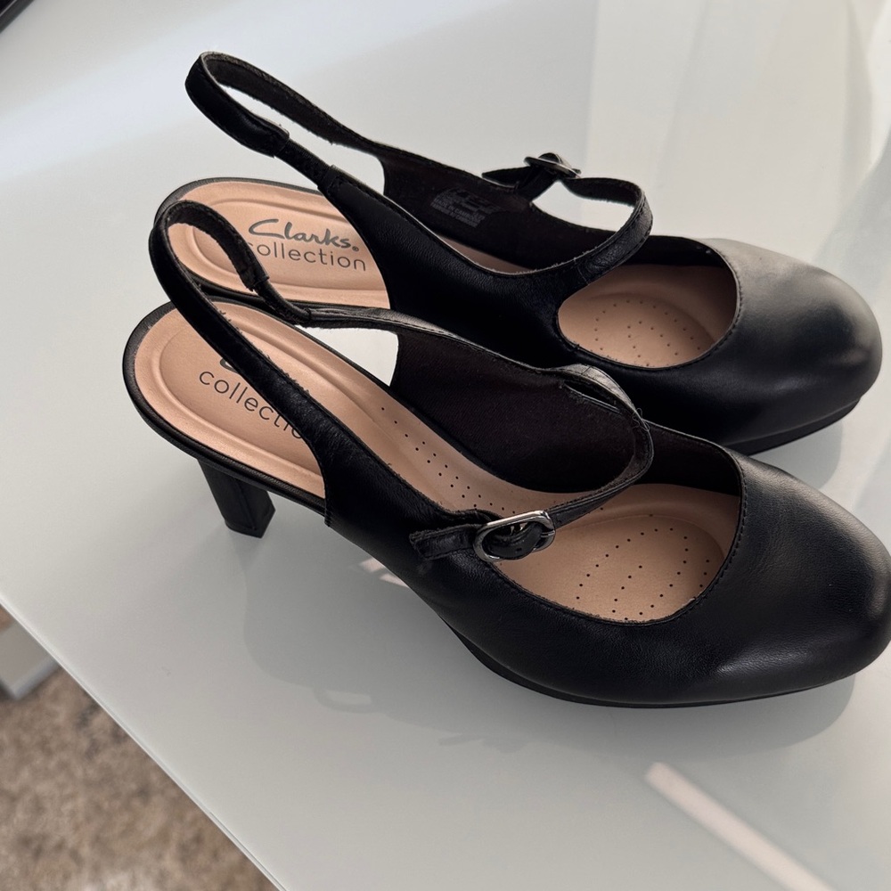 Clarks Black Slingback Heels